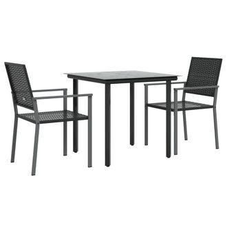 vidaXL Set Da Pranzo Da Giardino 3 Pz In Polyrattan E Acciaio - Vidaxl