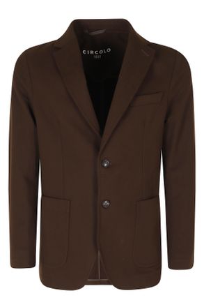 Circolo 1901 Brown Single-Breasted Fleece Cotton-Blend Blazer