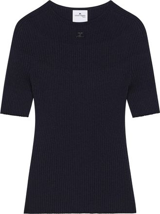 Courr&egrave;ges Fine Ribbed Short Sleeve Sweater