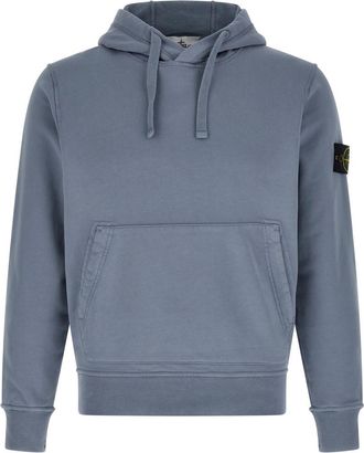 Stone Island Light Blue Logo Badge Hoodie