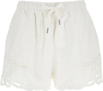 Isabel Marant Short Shorts, female, White, Size: 2XS Embroidered Drawstring Shorts