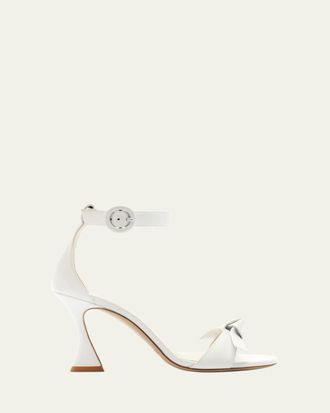 Alexandre Birman Clarita Leather Bow Ankle-Strap Sandals