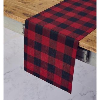 Solino Home Linen Table Runner for Dining Table, Holiday and Everyday Table Decor - Buffalo Check in Red And Black at Nordstrom, Size Xx-Small