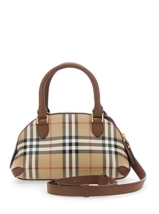 Burberry Womens Handbag Primrose Beige Check Canvas Cotton Handbags Hand Bags