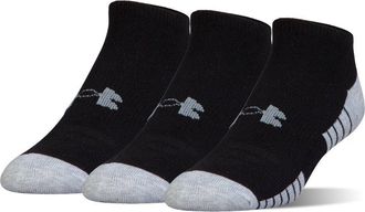 Under Armour Mens HeatGear Tech No Show Socks, 3-Pair, White, Shoe Size 8-12, Womens 9-12