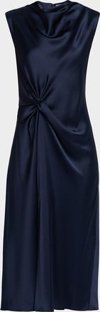 Tanya Taylor Robinella Draped Satin Midi Dress