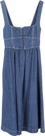 Reformation Jeans Tagliatelle Sleeveless Midi Dress in Blue Cotton Denim