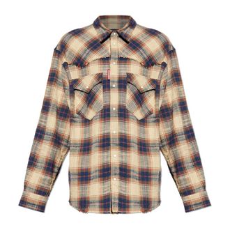 Dsquared2 Casual Shirts, male, Beige, Size: 2XL Cotton Checkered Shirt