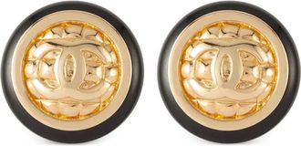 Chanel 1980s CC round clip-on earrings - Gold