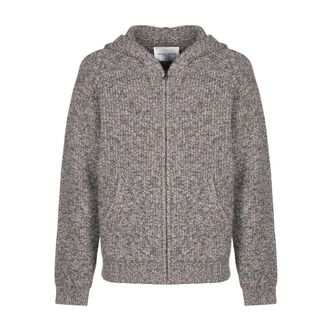 Roberto Collina Vest met capuchon en volledige ritssluiting - Heren - Truien - Beige - Maat: M Wol
