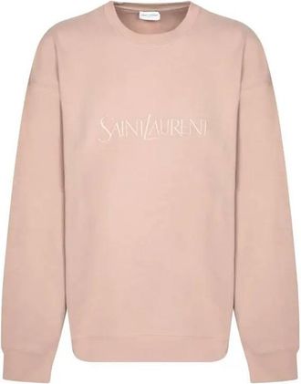 Saint Laurent Womens Crewneck Logo Embroidered Sweatshirt, Size X-Large