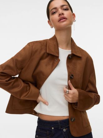 Vero Moda Kurzjacke VERO MODA VMJOSE KELLY SHORT JACKET GA NOOS, Damen, Gr. L, cognac, Web, Obermaterial: 90% Polyester, 10% Elasthan, unifarben, kurz, Jacken K