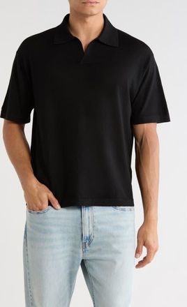 Frame Denim Superfine Merino Wool & Cashmere Sweater Polo in Black at Nordstrom, Size Xx-Large