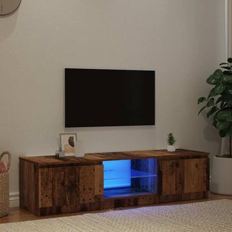 Berkfield Home TV Cabinet with LED Lights Old Wood 140x40x35.5 cm Engineered Wood in Brown