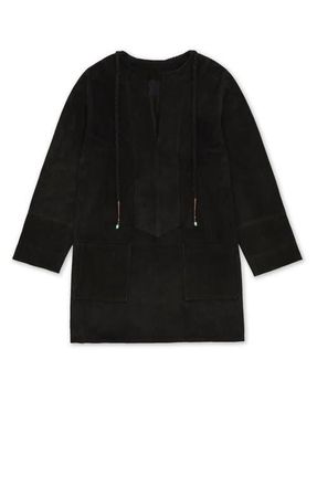 Fortela Chamois Leather Short Dress in Black at Nordstrom, Size 42 Eu