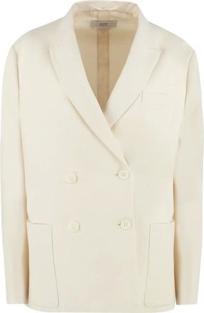 Prada Jassen, Dames, Beige, S, Katoen, Cotton Double-Breasted Blazer