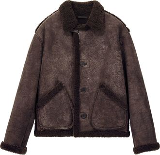 Giorgio Armani Shearling-Lined Dark Brown Jacket