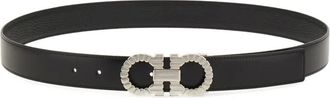 Ferragamo topstitched gancini buckle belt - Black