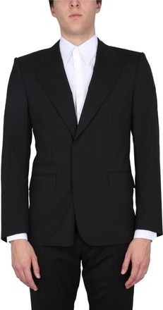 Dolce & Gabbana Single-Breasted Virgin Wool Blazer - Black