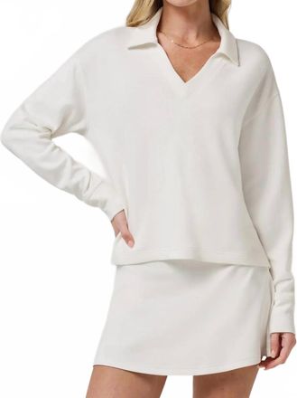 Travis Mathew Skyloft V Neck Pullover Sweatshirt In White