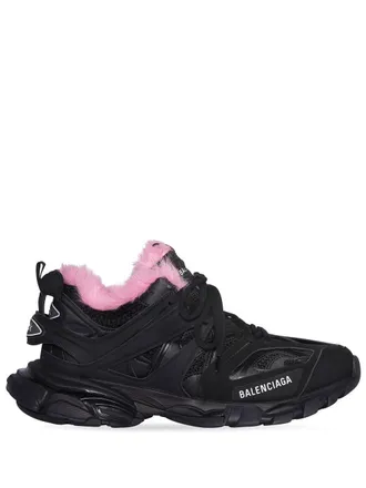 Balenciaga Track faux fur-lined sneakers - women - Other fibres - 38 - Black
