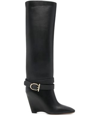 Ferragamo strap wedge boots - Nero