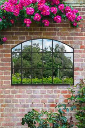 MirrorOutlet Black Framed Arched Wall Garden Mirror 35 X 26 (90CM X 65CM) | Size: 1 Pack