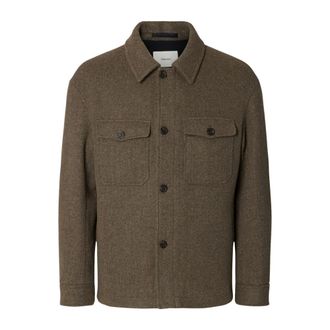 Selected Boucl&eacute; jas - Heren - Jassen - Bruin - Maat: S Katoen