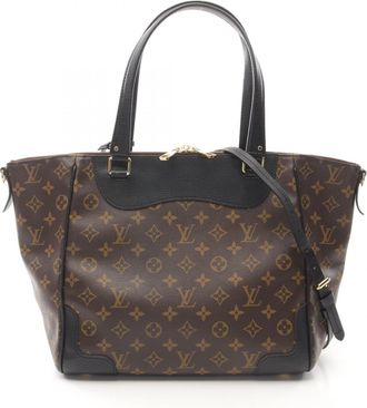 Louis Vuitton Monogram Black Brown Coated Canvas Leather Tote Bag (Pre-Owned)