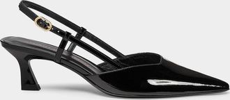Stuart Weitzman 75mm Vinnie Patent Leather Kitten Slingback Pumps