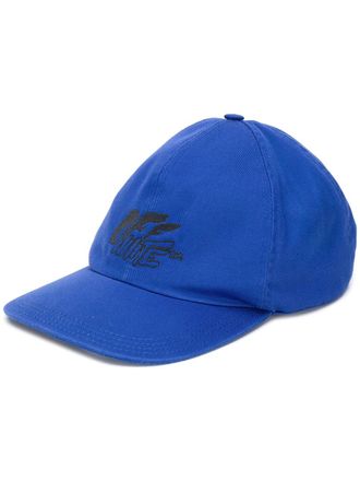 Off-white logo embroidered baseball cap - men - Cotton/Polyester - One Size - Blue