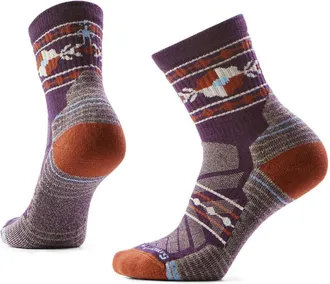 Smartwool Womens Hike Light Cushion Retro Floral Mid Crew Socks Purple S