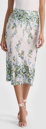 Alice & Olivia Maeve Floral Print Slip Skirt in Fresh Air Carolina Blue at Nordstrom, Size 10