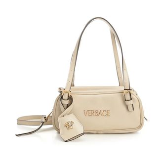 Versace Tag Mini Bowling Bag - female - Versace - Shoulder Bags - Beige - ONE SIZE - Bags