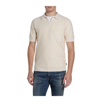 Replay Polo Shirts, male, Beige, Size: M Short-sleeved Cotton Piqu&eacute; Polo