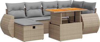 vidaXL Vidaxl - Set Sof&aacute;s Jard&iacute;n Y Cojines 8 Pzas Rat&aacute;n Sint&eacute;tico Acacia Beige