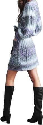 Haute Hippie Ivanna Long Ribbed Cardigan In Blue Purple Ombre