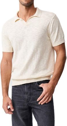 Rodd & Gunn Poison Bay Linen & Cotton Slub Polo in Natural at Nordstrom, Size Xxx-Large
