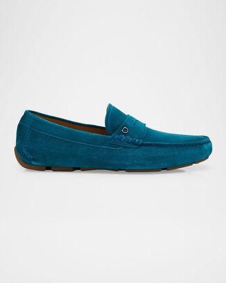 Ferragamo Men & apos;s Petite-Gancini Suede Driving Loafers