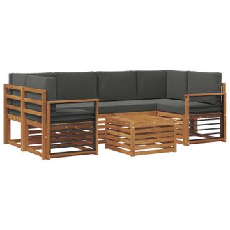 vidaXL Conjunto De Sof&aacute;s De Exterior 7 Pcs Natural Y Antracita Vidaxl