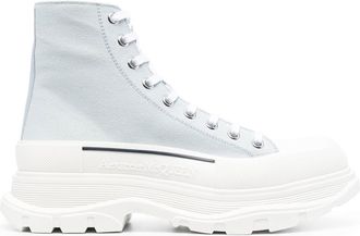 Alexander McQueen Tread Slick canvas boots - men - Rubber/Fabric/Calf Leather - 42 - Blue