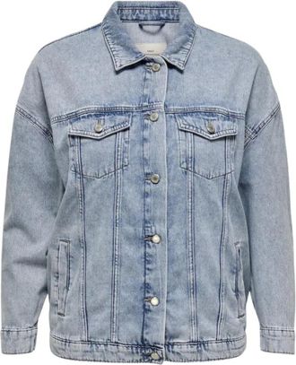 Only Carmakoma Lichtblauwe Denim Oversized Jack - Dames - Spijkerjassen - Blauw - 3XL - Denim - Jassen