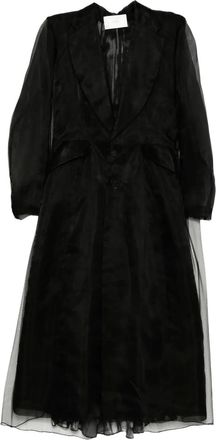 Quetsche Cappotto semi trasparente con stampa - Nero
