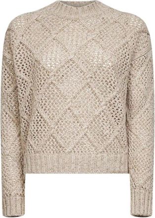 Max Mara Ellade Boxy Sweater - Dames - Ronde hals truien - Beige - XS - Wol - Truien & Vesten