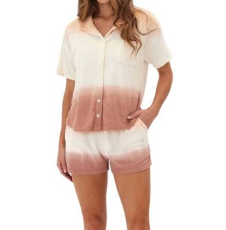 Threads 4 Thought Mikaela Gradient Terry Button Down Shirt In Abalone/dune