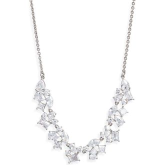 Nordstrom Cubic Zirconia Cluster Statement Necklace in Clear- Silver at Nordstrom