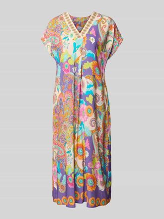 Emily van den Bergh Midikleid aus Viskose im Allover-Look in Pink, Gr&ouml;&szlig;e 36