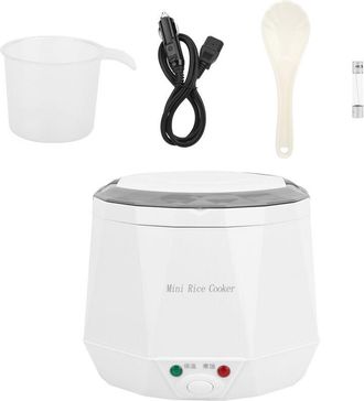 OEM Mini Arrocera El&eacute;ctrica Port&aacute;til De 1,6 L, Utensilio Para Cocinar Arroz Para Usar En El Coche, 12 V, Blanca