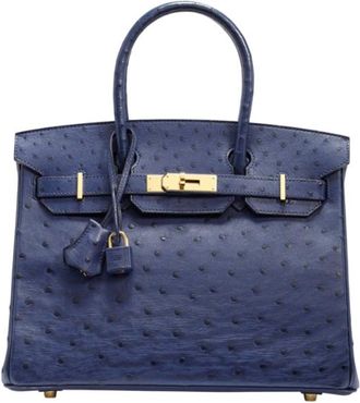 Hermès Hermès Birkin 25 Autruche Bleu Iris Gold Hardware