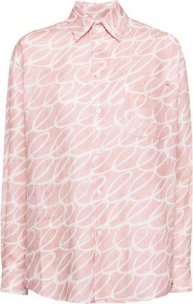 Marni Landscapes-print poplin shirt - women - Linen/Flax - 46 - Pink